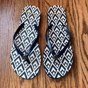 Tory Burch Navy Flip Flops Sandals